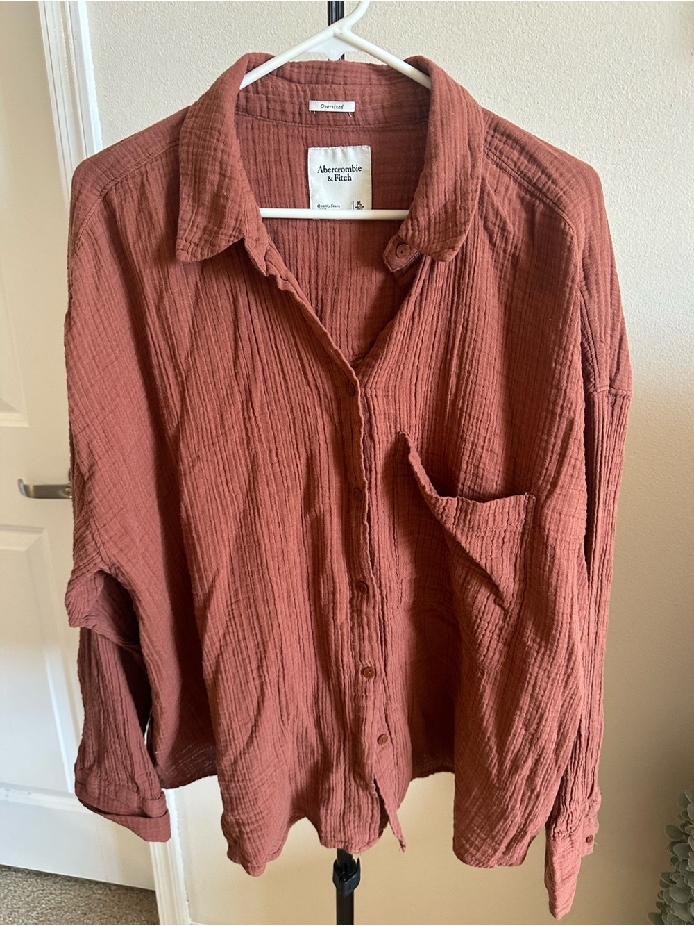 Abercrombie & Fitch Burnt Orange Button-Down Cotton Shirt